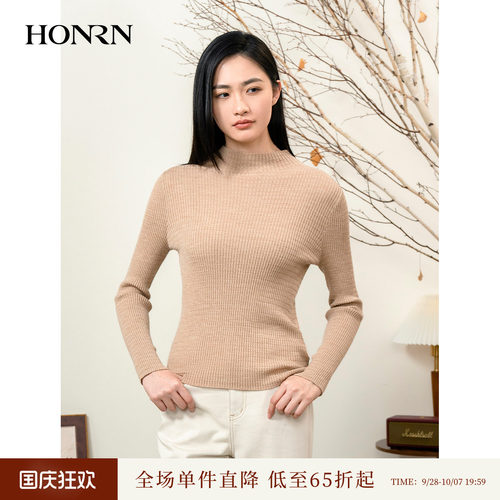 HONRN/红人半高领羊毛针织打底衫