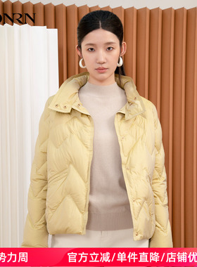 HONRN/红人休闲轻薄短款立领白鹅绒羽绒服外套女款冬季HI55YR419
