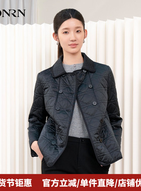 HONRN/红人休闲修身显瘦双排扣棉衣棉服外套女冬季短款HI55MA587