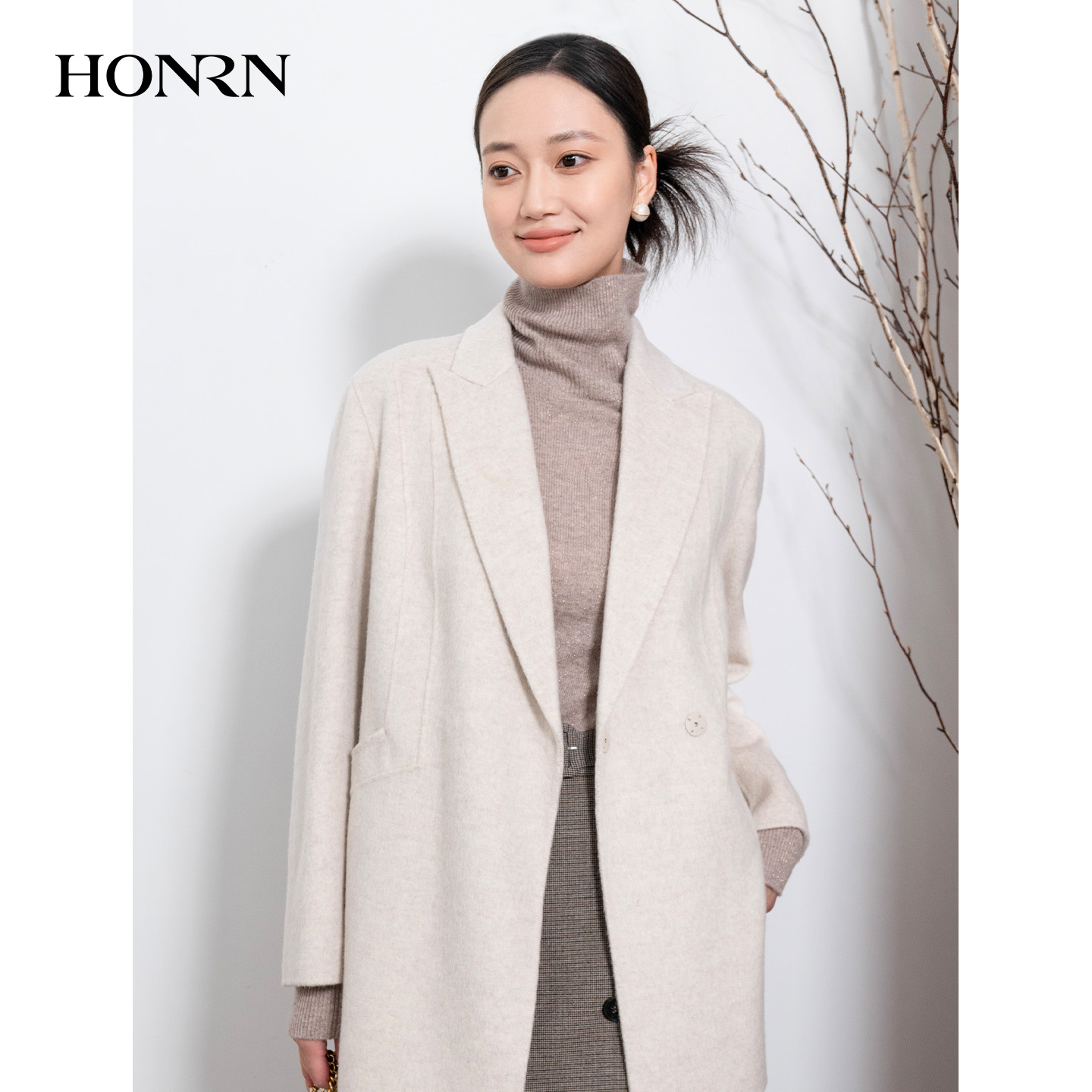 HONRN/红人羊驼毛羊毛呢子大衣