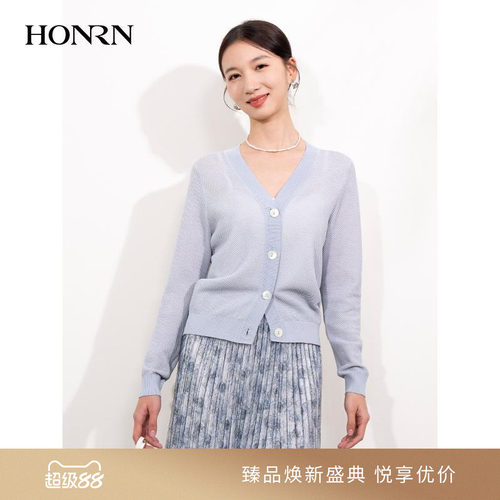 HONRN/红人显瘦v领针织衫开衫