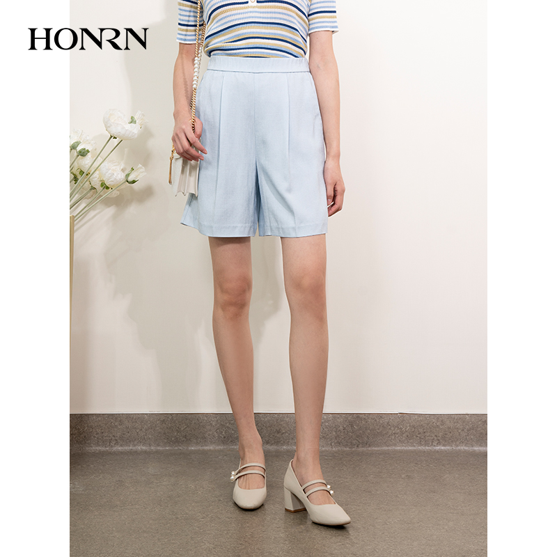 HONRN/红人薄款宽松显瘦直筒休闲西装短裤女外穿夏季HI22OK226
