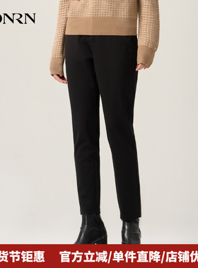 HONRN/红人修身显瘦黑色九分弹力小脚裤休闲裤女春秋HJ11OK741