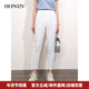 红人白色九分裤 子修身 显瘦束脚锥形休闲裤 HONRN 女夏季 HI22OK247