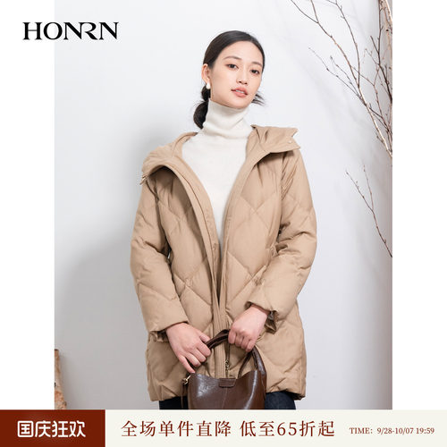 HONRN/红人连帽羊毛白鹅绒羽绒服