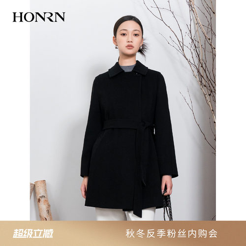 HONRN/红人山羊绒羊毛呢大衣外套