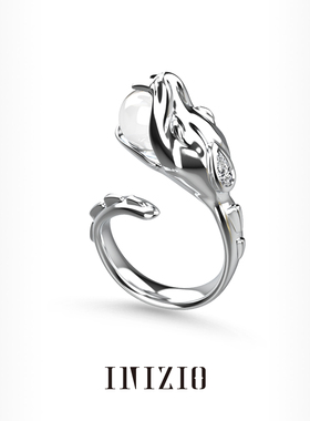 INIZIO高级感天然石材小众蛇戒指