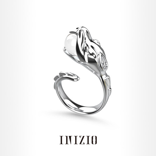 INIZIO高级感天然石材小众蛇戒指