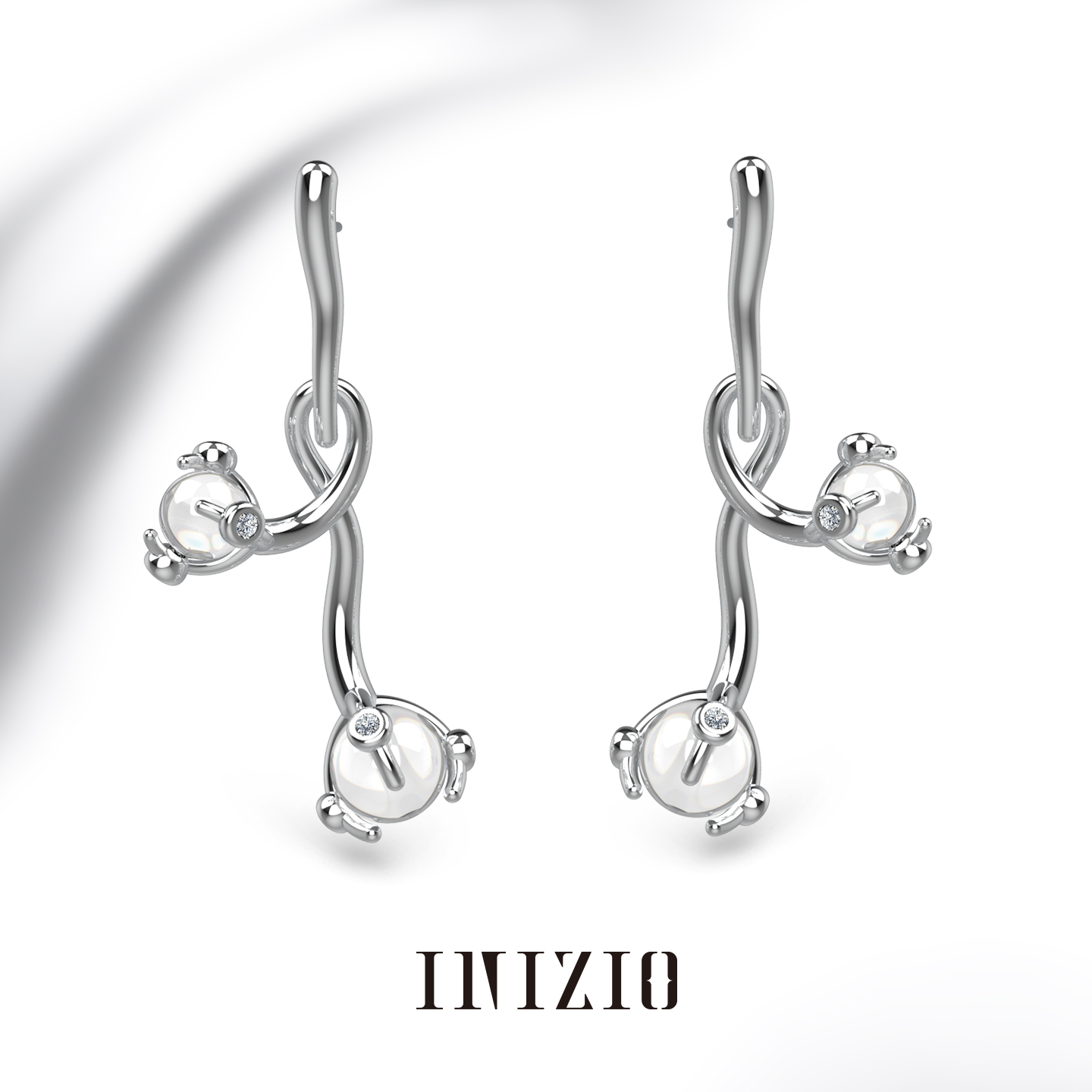 INIZIO光启之结白水晶耳环