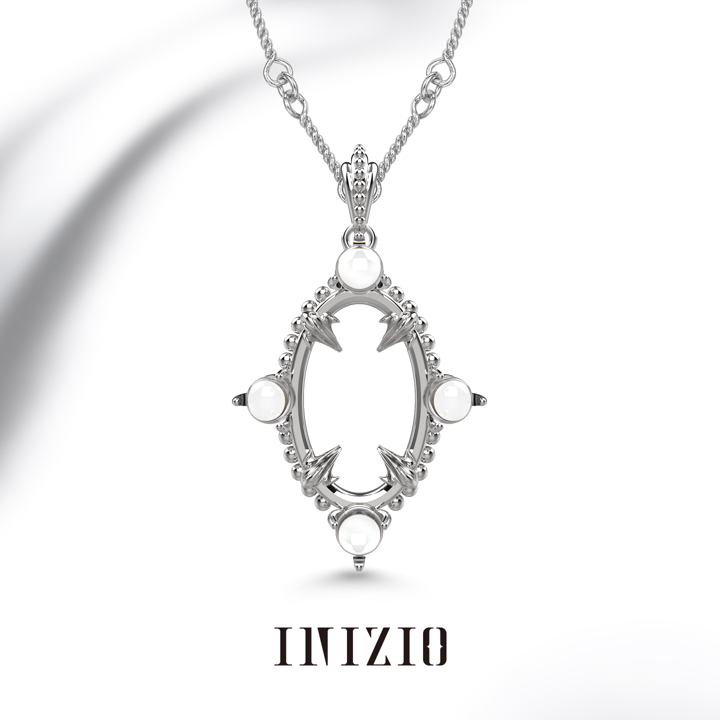 INIZIO圣百合窄门椭圆水晶项链