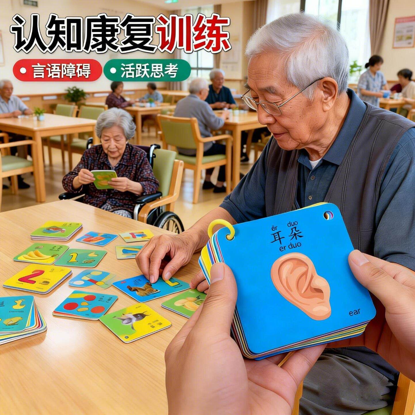 言语训练卡片中风患者偏瘫失语康复认知看图识认物五官数字动物