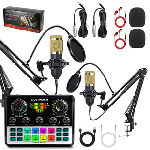 跨境BM800电容双话筒v8s麦克风英文声卡设备直播全套手机电脑录音