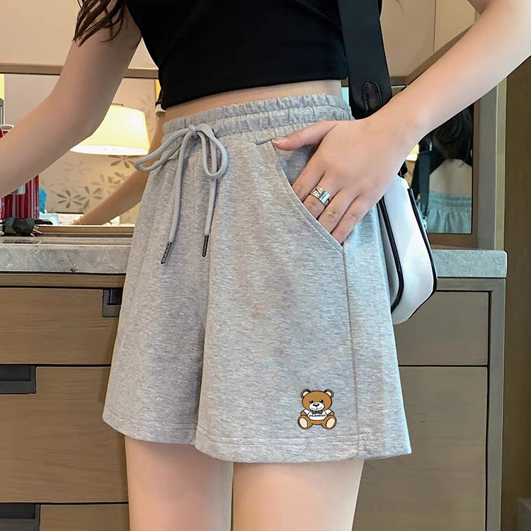 纯棉短裤女夏2023新款宽松小个子高腰大码胖mm阔腿外穿休闲运动裤