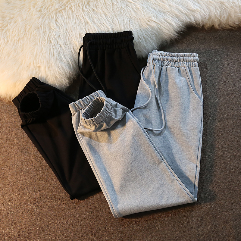 纯棉运动裤女加绒加厚休闲卫裤