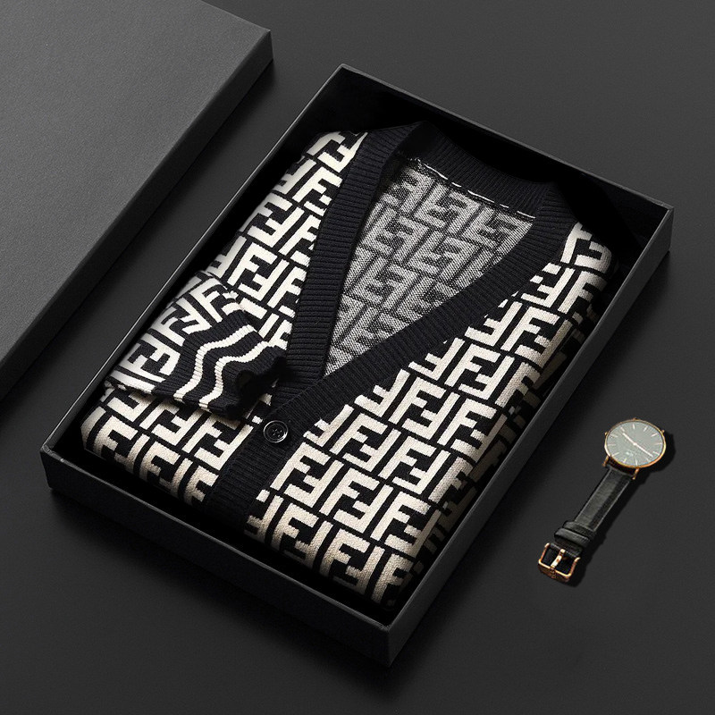 IT POLO COUNTER 캐주얼하고 패셔너블한 캐시미어 가디건 뉴캐주얼 빅사이즈 배색 남성용 아우터 스웨터