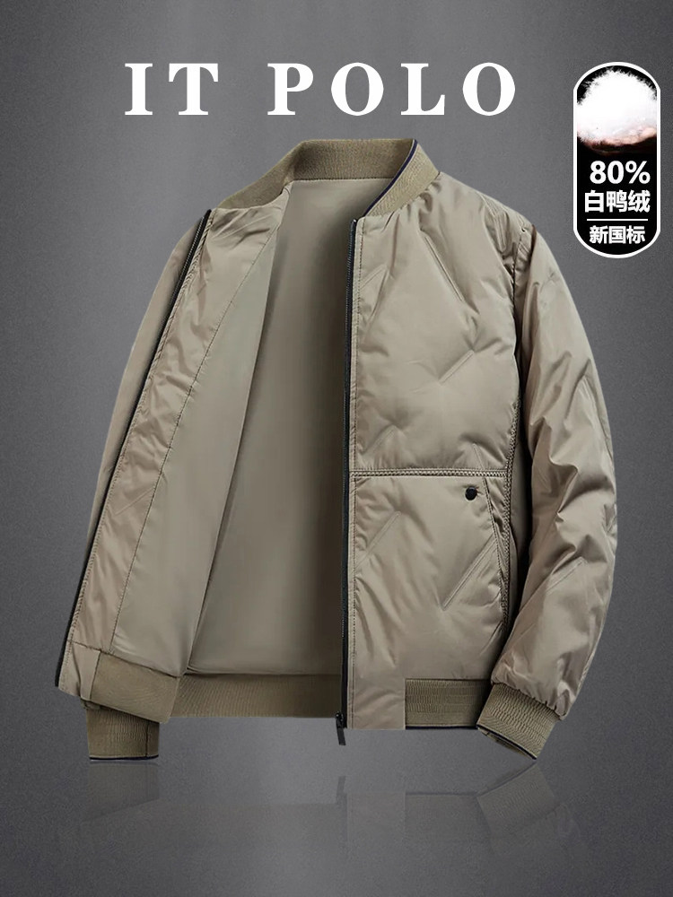 IT POLO 카운터 남자 다운재킷 겨울 화이트 덕다운 베이스볼 칼라 가디건 따뜻하고 도톰한 남성용 캐주얼 자켓