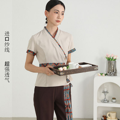 高档泰式SPA按摩技师工作服V领