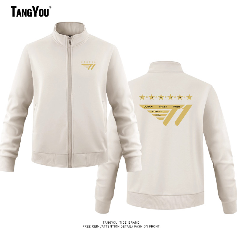 T1战队总决赛夺冠军纪念6星六冠FAKER同款队服立领卫衣男士外套冬