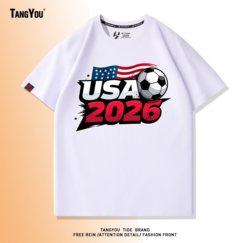 2026世界杯美国男子足球队运动休闲夏短袖球迷文化衫定制半袖T恤