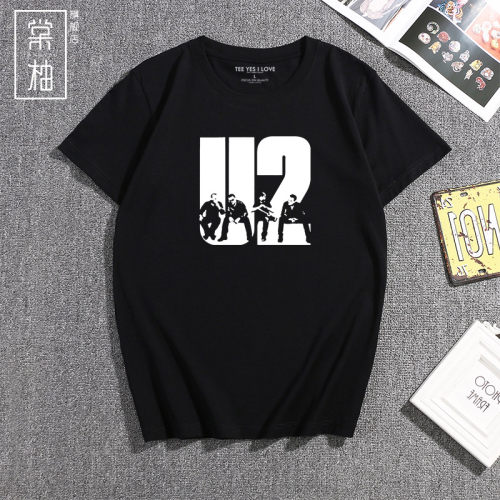 U2乐队T恤柏林摇滚音乐节演唱会重金属纯棉圆领印花短袖情侣装夏