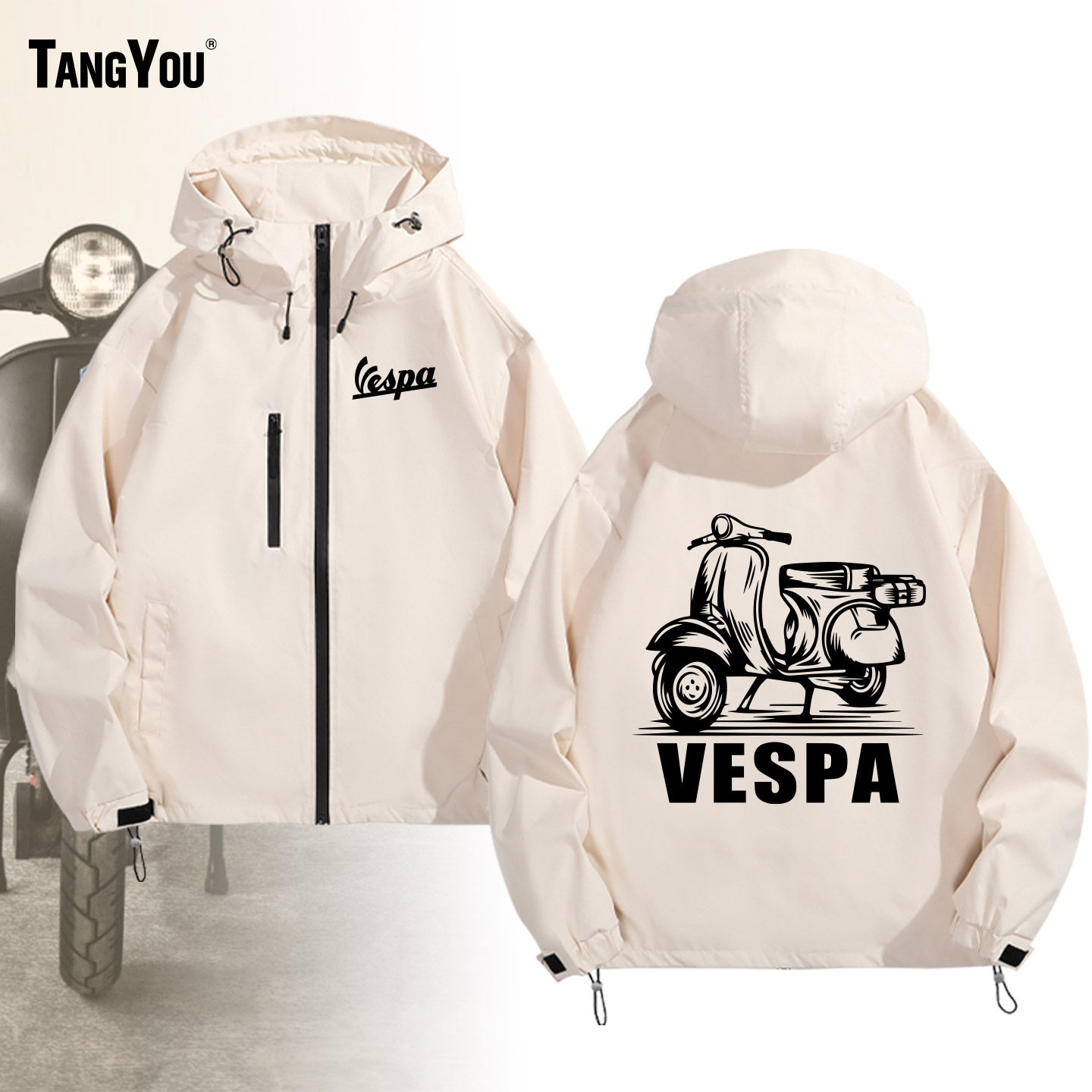 美式休闲夹克vespa维斯帕机车爱好者衣服男复古摩托车户外冲锋衣
