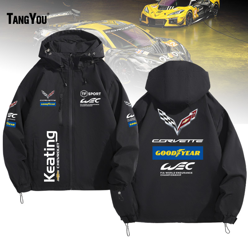 来图定制雪佛兰科尔维特WEC勒芒赛车服汽车迷开衫冲锋衣夹克外套