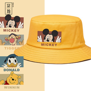 防晒帽双面可戴卡通米奇渔夫帽夏季情侣遮阳帽户外钓鱼帽防晒帽子