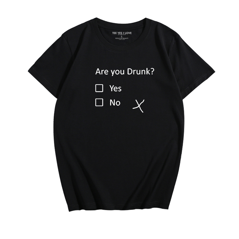 Are You Drunk你喝醉了吗国潮恶搞网红文字短袖衣服情侣装t恤宽松