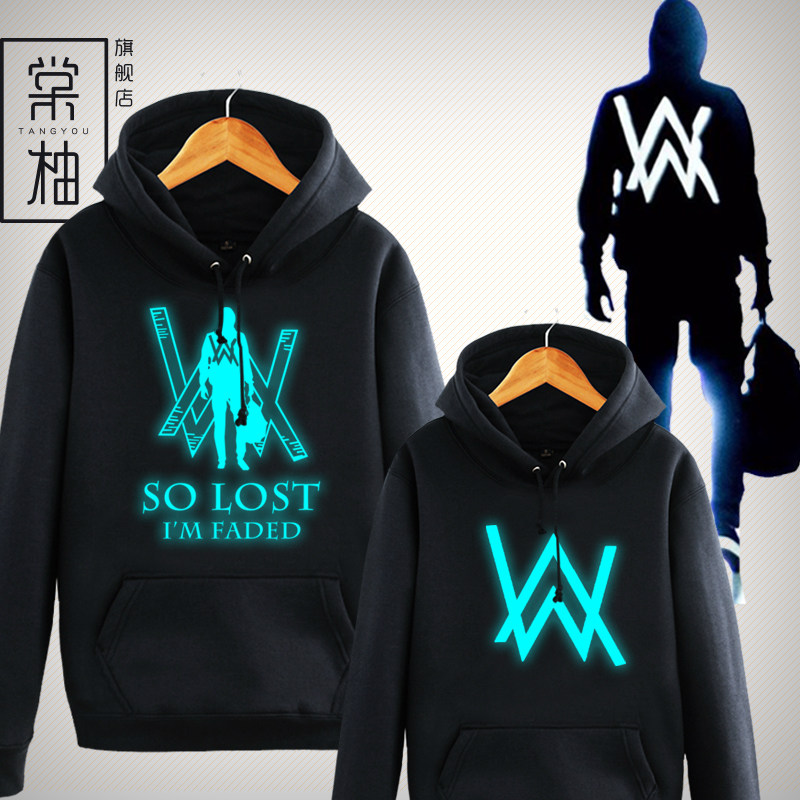 艾伦沃克faded加绒连帽男卫衣alan walker帽衫dj电音男女休闲外套