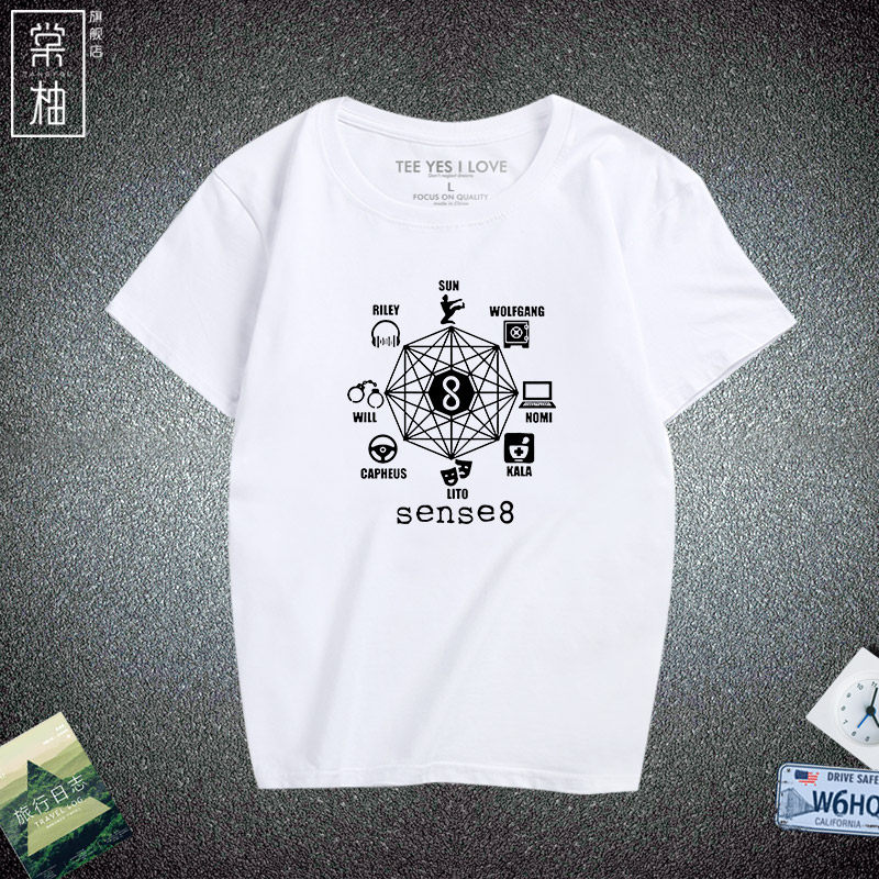 美剧夏季新款超感八人组 sense8 短袖t恤男女文化衫纯棉宽松上衣