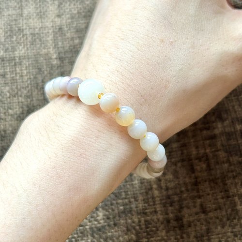 天然盐源玛瑙粉白渐变色手串手链