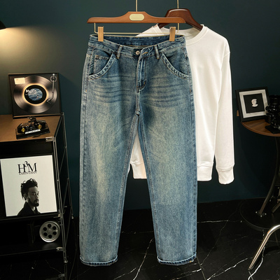 高级感休闲复古牛仔裤男款宽松潮