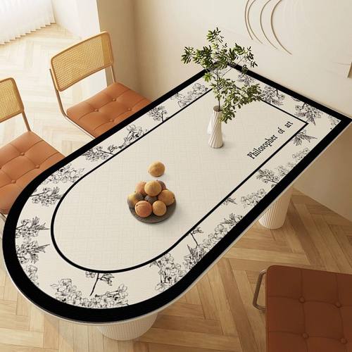 奶油风半圆弧形防水防油茶几垫