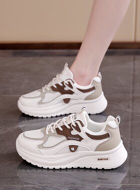 网面透气运动鞋女2026新款春秋季初中生跑步轻便软底小白鞋女L-29