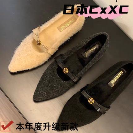 加绒版2025秋冬新款法式绝美巨好看尖头蝴蝶结内增高气质单鞋YY05