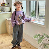 2026新款 女童新年打底女童长袖 T恤春装 洋气百搭小女孩体恤上衣儿