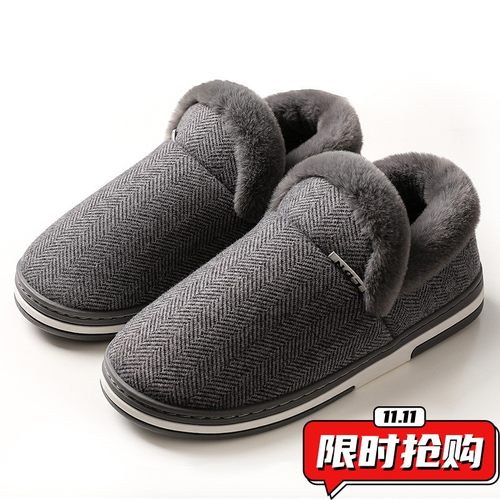 情侣棉鞋女款冬季包跟毛绒外穿加绒毛毛保暖家居大码棉拖鞋月YY93
