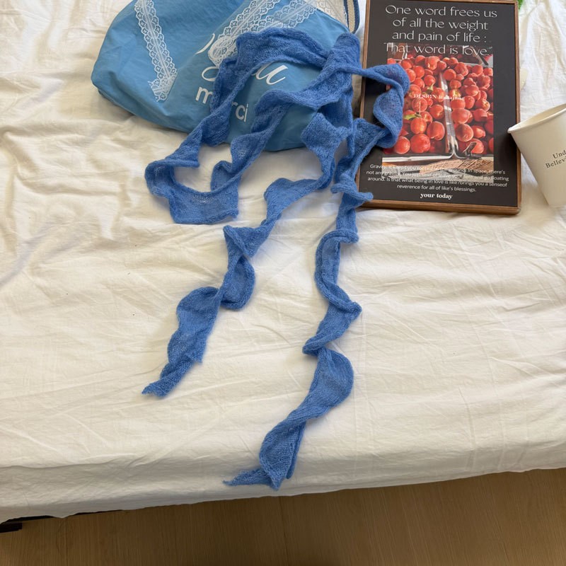 小众设计款含羊毛螺旋长条围巾y2k时髦亚文化飘带辣妹装饰细SD90