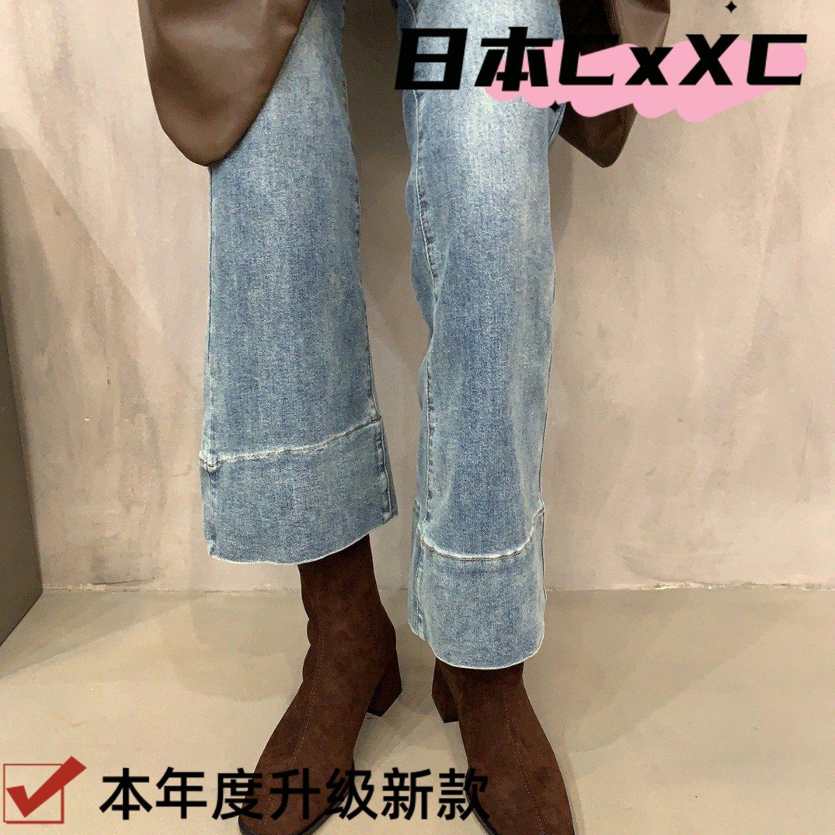 粗跟卡其色瘦瘦靴小短靴女鞋2023新款秋冬季韩系洋气踝靴马丁YY80