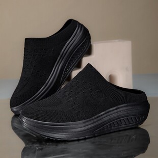 运动鞋 2026春秋新款 厚底编织透气防滑一脚蹬休闲鞋 女夏凉鞋 摇摇鞋