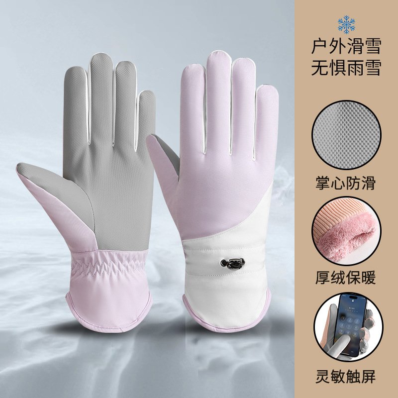 新款滑雪手套男女士秋冬天加厚绒棉骑电动车防风保暖情侣可爱SD27