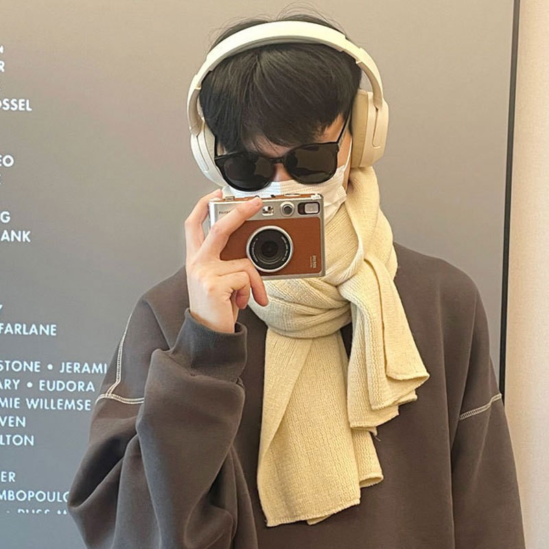 一眼万年の初恋蓝围巾chao显白情侣围巾针织毛线围巾围巾百搭SD55