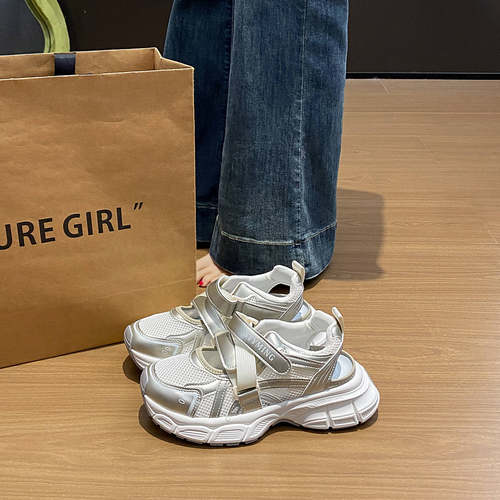 韩版魔术贴老爹鞋女2026夏季学生运动跑步鞋休闲鞋厚底增高SS41