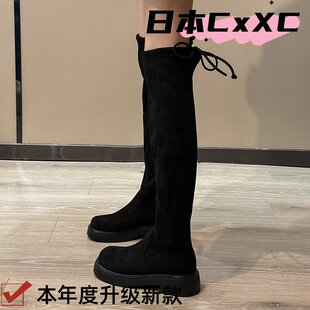 ~瘦腿长筒靴女2023新款韩版过膝弹力靴绒面瘦瘦女靴显瘦YY58