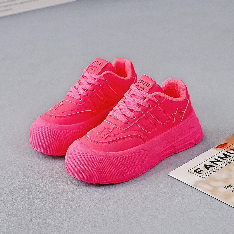 马卡龙糖果色小白鞋女学生韩版2025秋季新款百搭厚底板鞋HY-6kl71