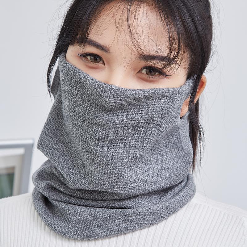 羊绒挂耳脖套秋冬男女颈椎假领羊毛线加厚保暖针织护脖子围脖HB99