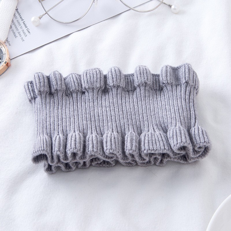 假领子羊绒脖套女围脖高弹脖套护颈花边保暖防寒百搭针织高领HB80