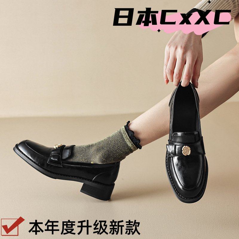 丨一脚蹬小皮鞋2025春秋新款中跟单鞋英伦风粗跟乐福鞋女鞋YY20