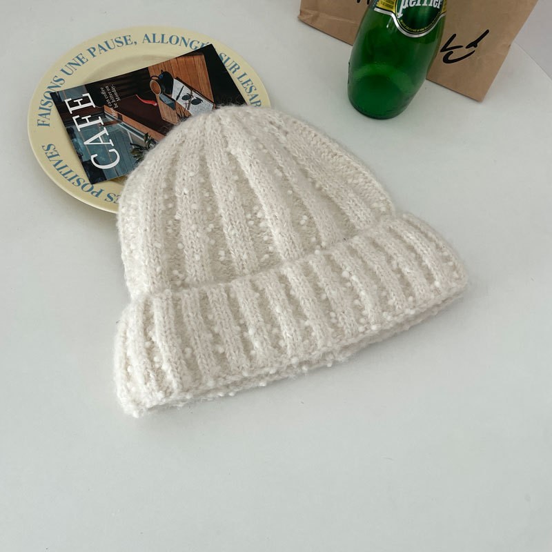 含羊毛~雪花点点保暖针织毛线帽女秋冬新款防风保暖显脸小帽SD01