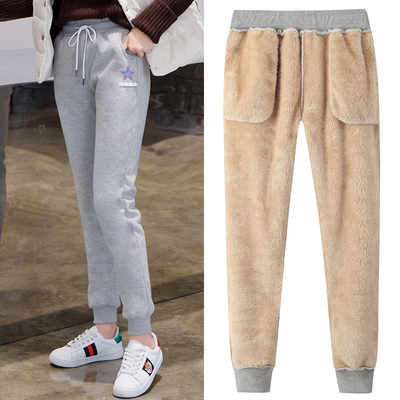 加绒加厚新款学生韩版宽松卫裤